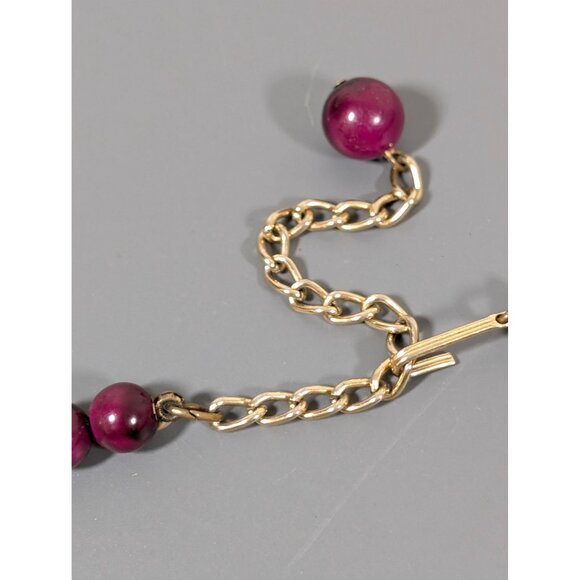 Vintage Wine Purple Graduated Lucite Bead Choker Necklace 17" - Picture 6 of 8